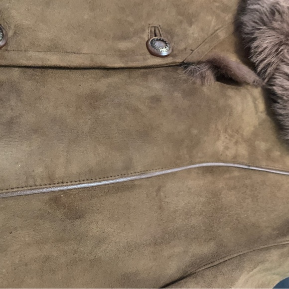 Magnificent coat in suede and sheep, brown. - Picture 2 of 8